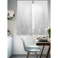 thumbnail image 5 of Sheer Curtains 63 Inches Long, Grey Geometric Light Filtering Window Curtains for Living Room, Modern White Stripe Abstract Distortion Art Rod Pocket Voile Sheer Curtain Drapes, 52"W x 63"L, 2 Panels, 5 of 8