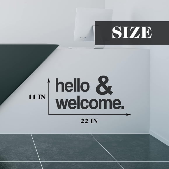 QTH Hello and Welcome Office Decor Wall Decal Quote Sticker Inspirational Vinyl Home Office Classroom Business for Entrance