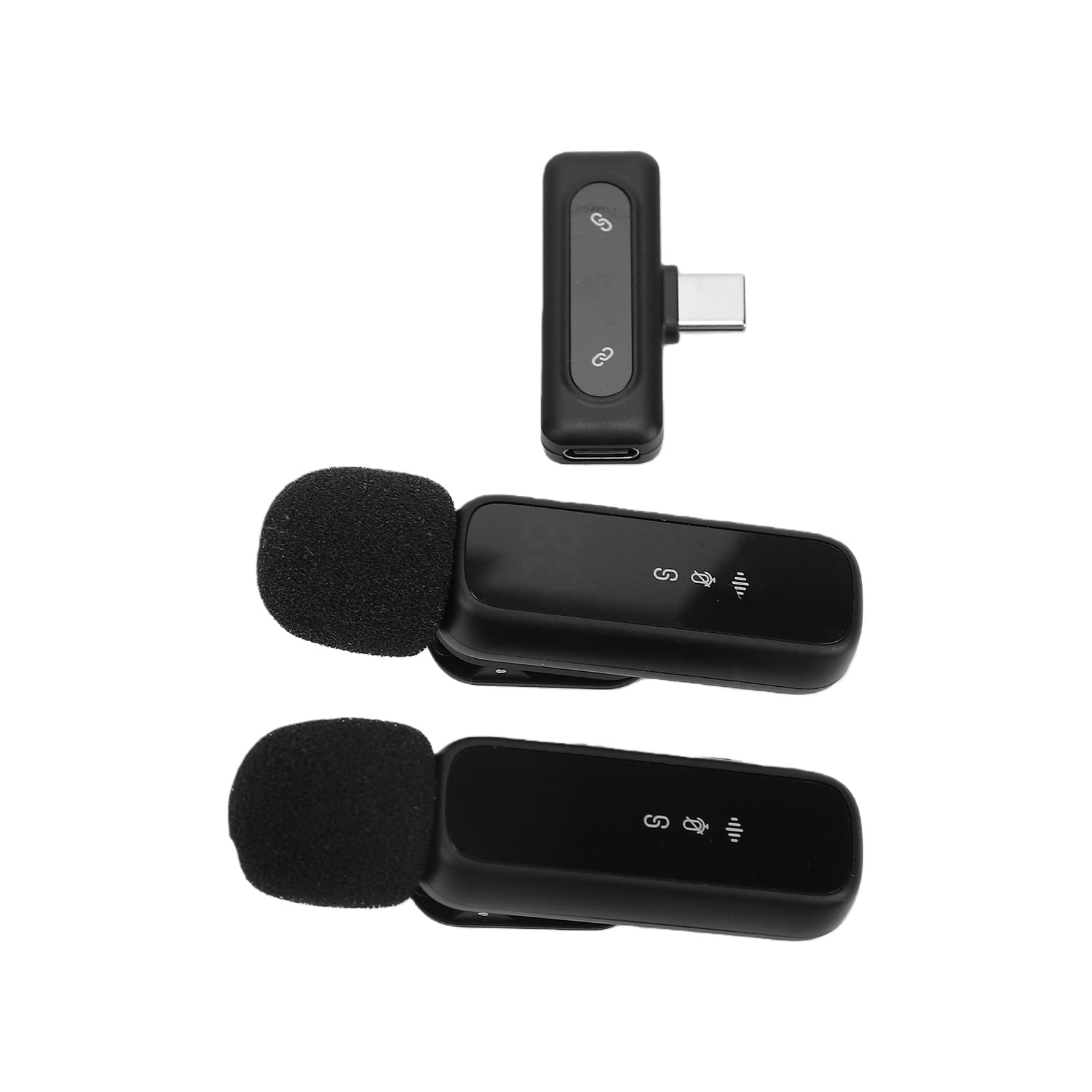 2.4G Wireless Clips On Microphone Microphone 2.4G Wireless Lavalier Microphone Noise Reduction CD Quality Sound 30M/98.43ft Transmission LED Display for Live Streaming Outdoor Vlog
