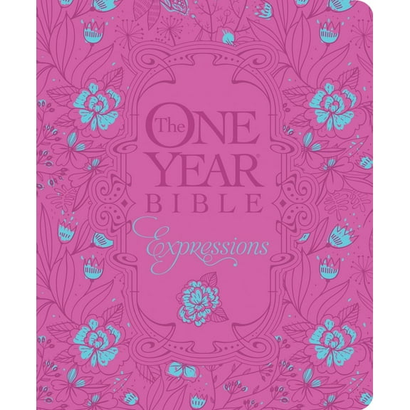 The One Year Bible Expressions NLT, Deluxe Hardcover, Pink Flowers