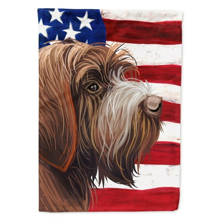 Wirehaired Pointing Griffon American Flag Garden Flag