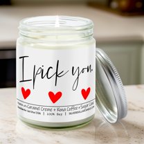 I Pick You - Brazilian Coffee Scented Candle, 9oz Soy Wax with Caramel CrÃ¨me, Kona Coffee & Sugar Cane - Love/Anniversary/Valentine's Day Candle - 100% All-Natural Handmade Soy Wax Candle
