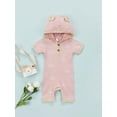 thumbnail image 2 of Chollius Newborn Baby Boys Girls Cotton Romper Outfit Short Sleeve Button Hooded Sun Print Jumpsuit Summer Casual Clothes Set, 2 of 9