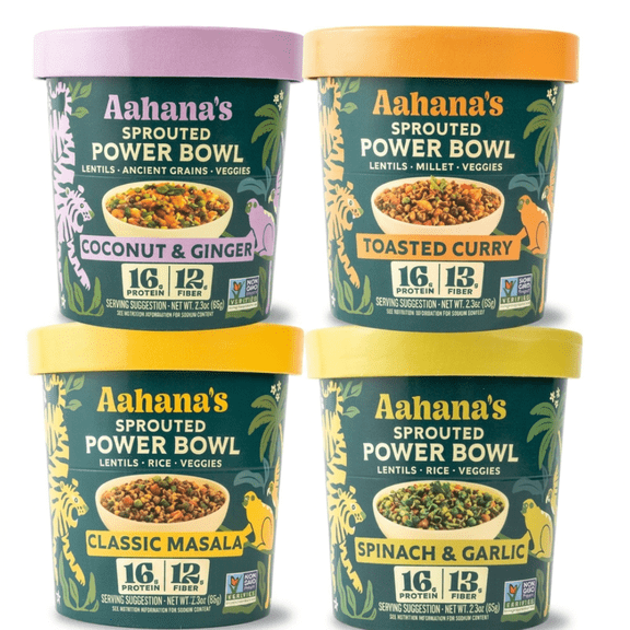 Aahana's Lentil & Rice Bowls - Vegan, Gluten-Free, Ready-to-Eat, Meals in Cup - Indian Food - Kitchari (Variety Pack of 4)