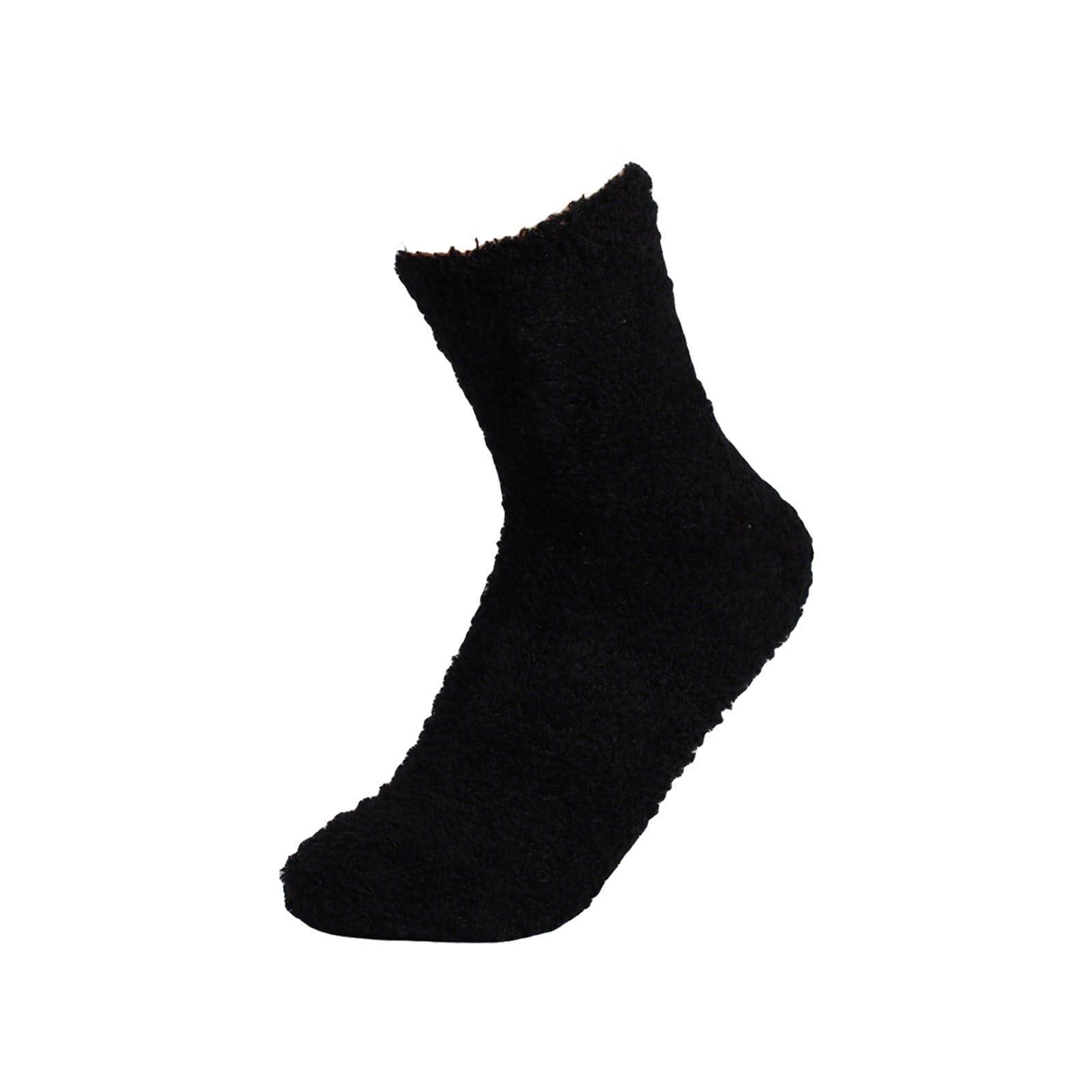 Mifelio Fuzzy Socks for Women, Women's Solid Color 2 Pairs Plush Socks Winter Solid Color Thickened Floor Sleeping Plush Socks Womens Socks Black
