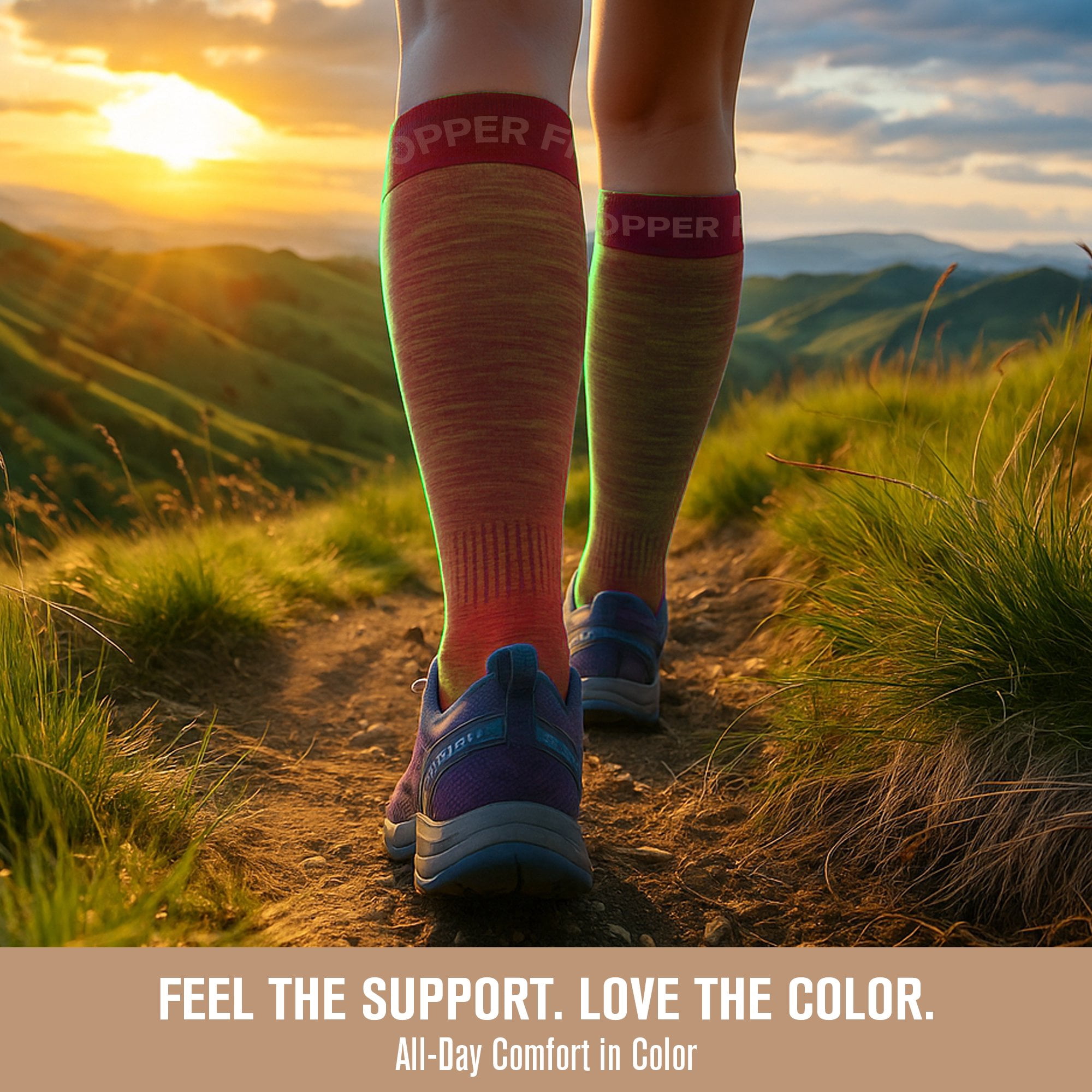 Copper Fit® Compression Socks, Copper Infused Easy-On/Off, 1-pair, Unisex, Heather Coral, S/M