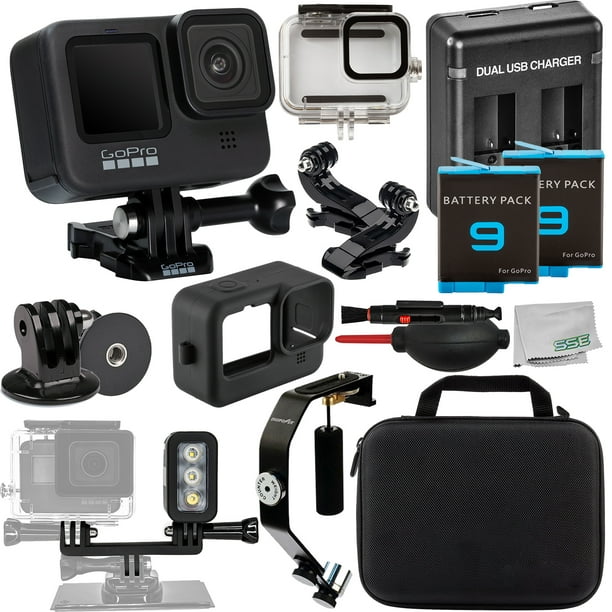 Caméra d'action GoPro HERO9 (Hero 9) noire avec ensemble d'accessoires  avancés - Comprend : 2 piles de rechange fournies par le vendeur, un  chargeur de batterie double, un boîtier sous-marin, une lumière