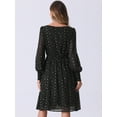 thumbnail image 4 of DARING DIVA Puff Long Sleeve Elastic Waist Mesh Dress XS Black, 4 of 6