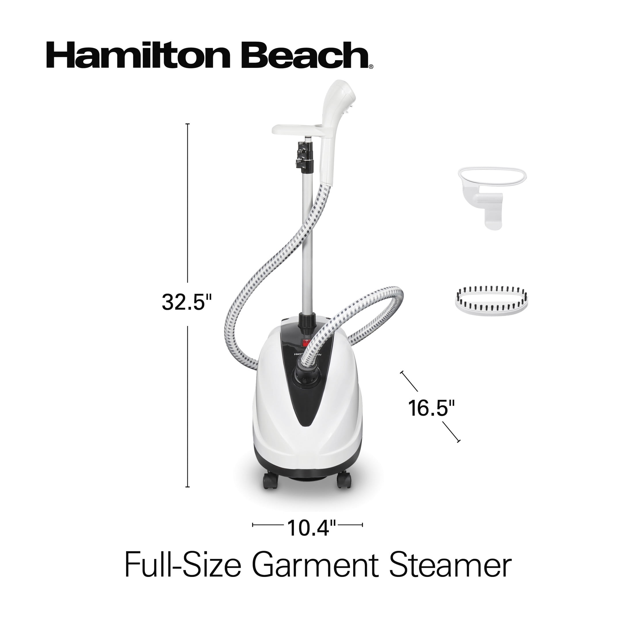 Hamilton Beach Full-Size Garment Steamer for Clothes, Bedding, Curtains & More, 90 Minute Steaming, White