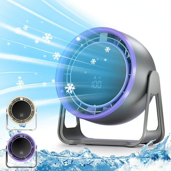 CCWADH Portable Camping Fan, Rechargeable Battery Operated Fan, Outdoor Beach Tent Fan with 100 Gear Hook, Personal USB Table Fan for Camping Accessories, Purple