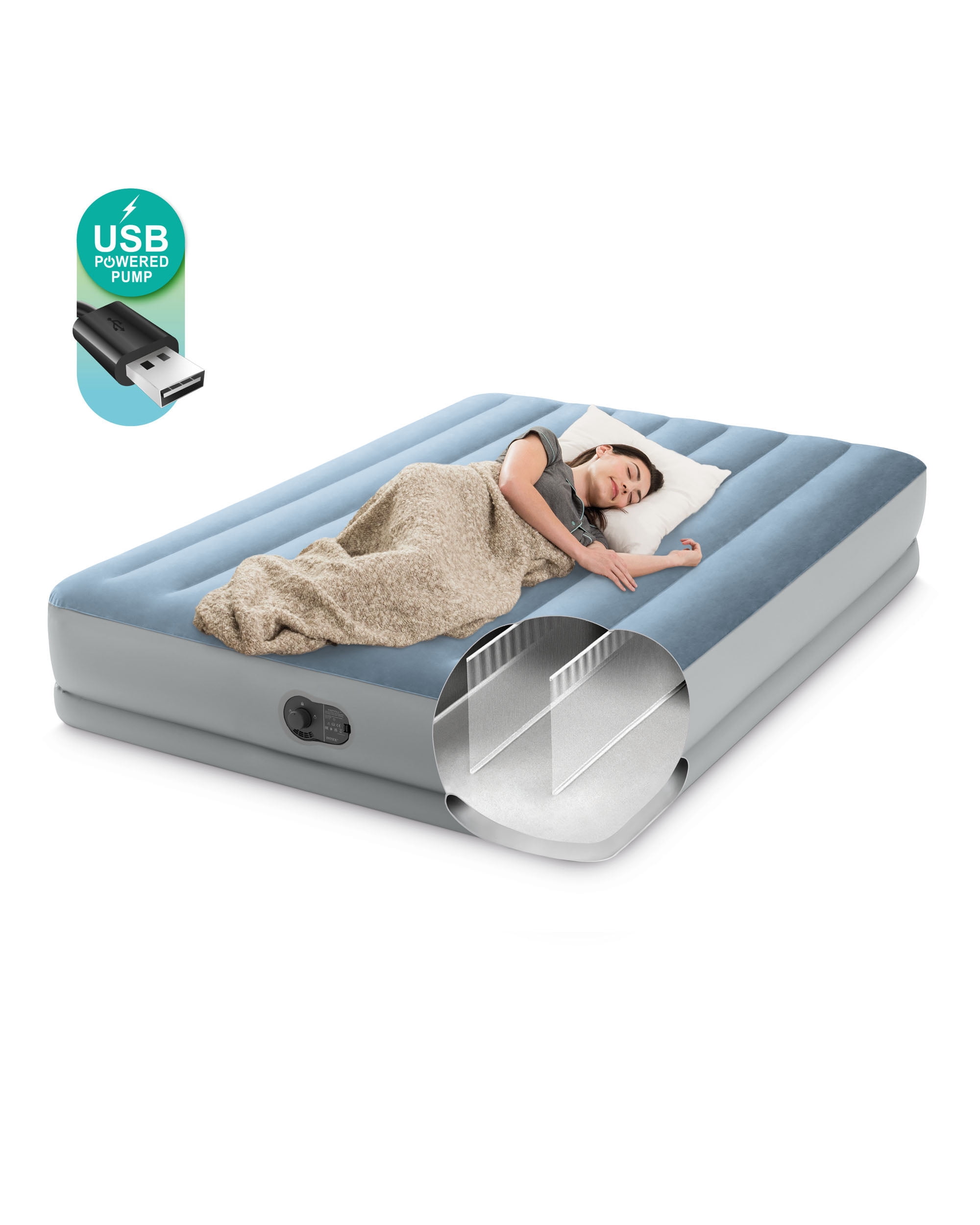 Intex 64159E Queen Dura-Beam Plus Mid-Rise Air Mattress Fiber-Tech