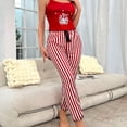 thumbnail image 3 of Pijama con estampado de oso a rayas para mujer, ropa de casa, pantalones con tirantes, cómoda, informal, Sexy, de cintura elástica, talla grande, 2 unidades por Set, 3 of 4