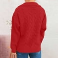 thumbnail image 4 of Women's Sweaters Fall 2025 Cable Knit Long Sleeve V Neck Lapel Solid Color Tops Pullover Casual Loose Outfits (S, Red), 4 of 4