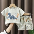 thumbnail image 4 of HCNTES The Children's Short Sleeve Top and Shorts 2 Piece Pajama Set Boys and Girls Loungewear Spring Summer Pajamas Soft Cute Set For 2t 3t 4t 5t 6t 7t Summer Pjs Kids(Y01-Light Gray,4-5 Years), 4 of 4