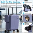thumbnail image 3 of TABU Carry On Luggage with Side Bag, Front Opening Suitcase with Cup Holder & Phone Mount, USB & Type-C Port, TSA Lock, Phone Mount, Purple, 3 of 8
