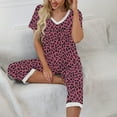 thumbnail image 7 of WMTBSRSW Women's Leopard Print Pajamas Set Short Sleeve Sleepwear 2 Piece V Neck Top and Capri Pants Summer Loose Casual Lounge Sets with Pockets S-XXL, 7 of 7