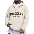 thumbnail image 3 of Brooklyn New York Quarter Zip Pullover Men Fall Winter Long Sleeve Graphic Hooded Sweatshirt Mens Hoodie Streetwear, 3 of 5