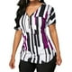thumbnail image 3 of Sonducket Camiseta de mujer con cuello en V y rayas en la parte de manga corta con cremallera blusa delgada Prendas para la parte del cuerpo Púrpura 5XL, 3 of 5