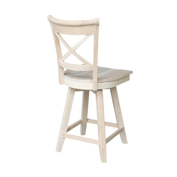 International Concepts Wood Charlotte Counter Height Cross Back Stool with Swivel Seat - Unfinished - 24" Seat Height