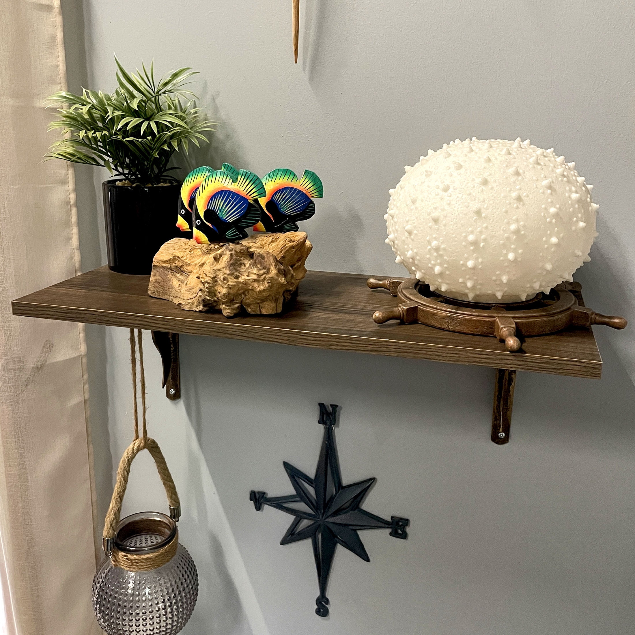 Chesapeake Bay Ltd Handcrafted Driftwood & 3 Tropical Fish Sculpture Coastal Nautical Table Decor
