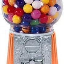 American Gumball 14848-0019 15 in. Tall Antique Style Gumball Machine with Stand & 1 lbs Of Gumballs, Pumpkin Orange