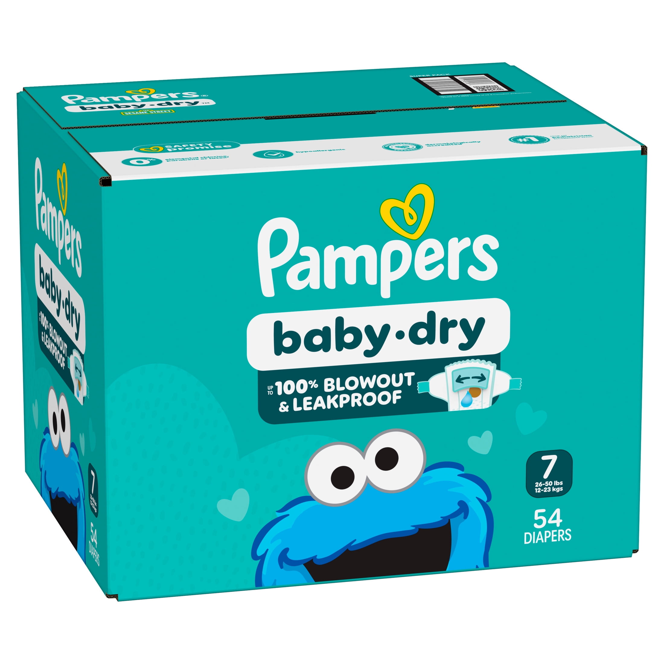 Pampers Baby Dry Baby Diapers Size 7 54 Count Leakproof LockAway