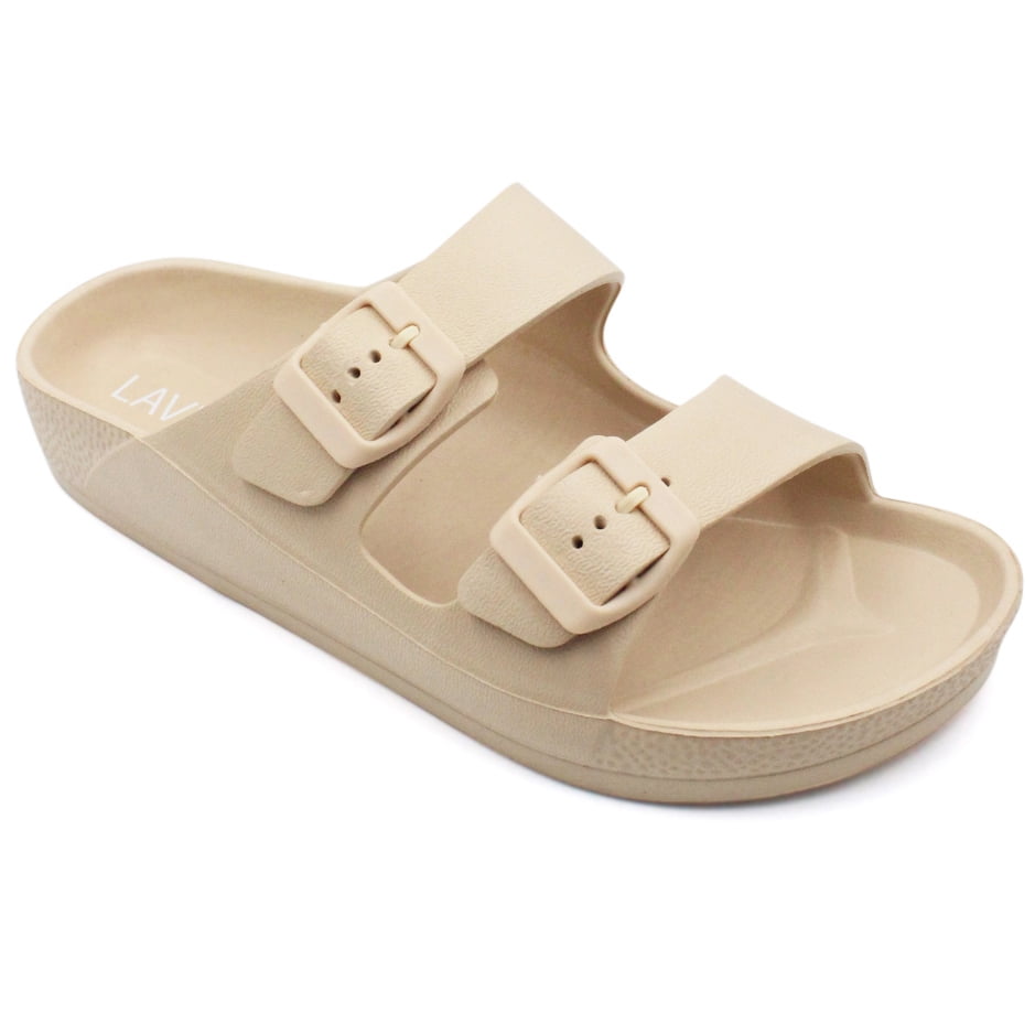 Lavra Women's Double Buckle Sandals Soft Comfort Lightweight Slide