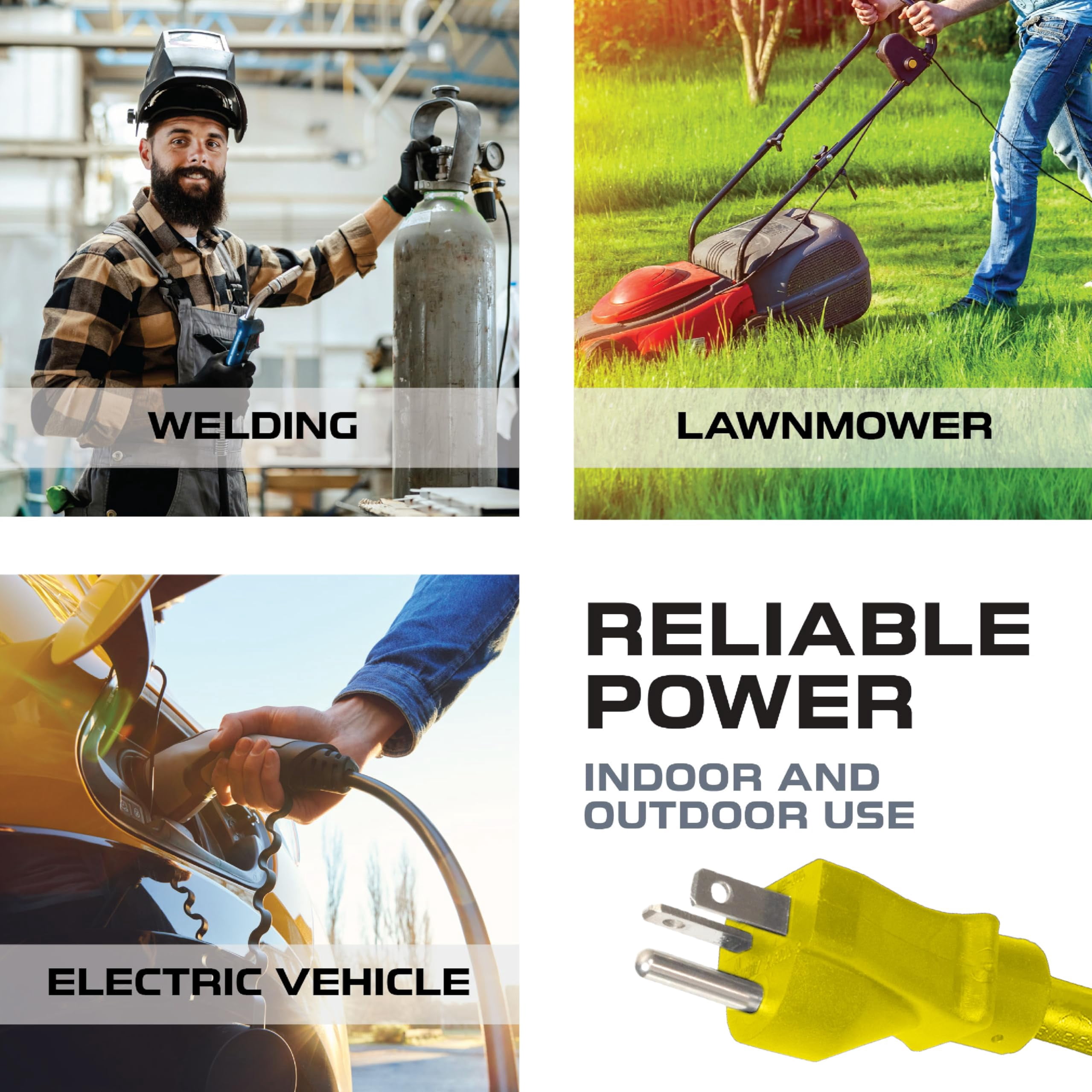 Iron Forge Cable 10 Ft Extension Cord - Nema 5-20 Extension Cord, 5-20P to 5-20R Lighted Yellow SJTW 12 Gauge Electric Cable, 20 Amp Heavy Duty