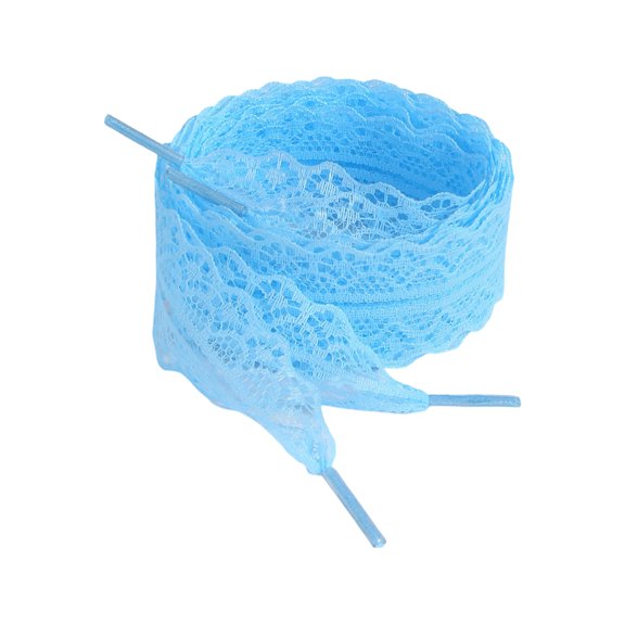 URTERYSER 1 Pair Elegant Lace Shoelaces for Women and Girls Casual Sneakers 3CM Wide Flat Laces Shoestrings Replacement Light Blue