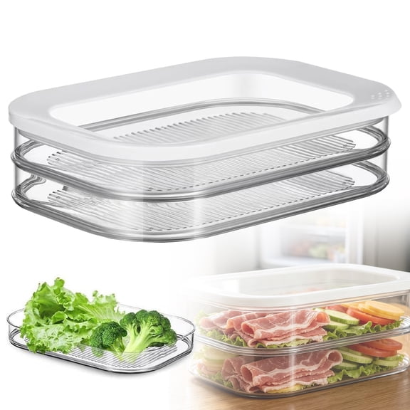 New Multi Layer Storage Box with Lid Meat Container for Fridge Ham And Cheese Container for Fridge Stackable Storage with Lid for Cold Cheese