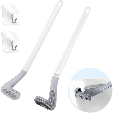 Golf Toilet Brush 2 Pieces,Golf Brush Head Toilet Brush ,Golf Club Shaped Long-Handled Toilet Brush  Silicone Bathroom Toilet Cleaning Brush No Dead Corners Household Toilet