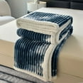 thumbnail image 5 of Yhmxh Sherpa Throw Blanket 30x40 inch, 470 GSM Striped Sherpa Fleece Blanket Cover for All Season, Fluffy Warm Blanket for Winter Thick and Cozy Blanket for Couch Sofa Bed Office Camping, 5 of 7