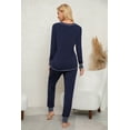 thumbnail image 4 of Pajamas for Women Long Sleeve Pajama Set Cottom Nightwear Ultra-Soft Lounge Sleepwear Soft Pj Lounge Sets(S ,,Navy), 4 of 5