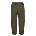 thumbnail image 5 of Erwazi Women's Jogger Cargo Capris Solid High Waisted Drawstring 3/4 Length Pants with Pockets, 5 of 5