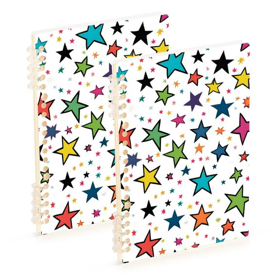 FORMRS 1-Subject Spiral Notebook 8" x 5" College Ruled 60 Refillable Sheet, 2 Pack, Green Stars