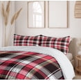 thumbnail image 6 of Ambesonne Checkered Duvet Cover Sets, Striped Old Fashioned, 2-King, Dark Coral White Brown, 6 of 7