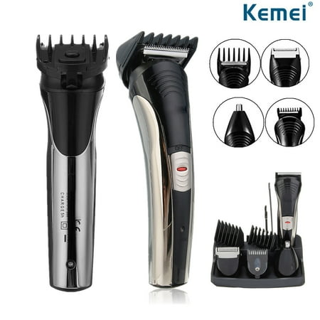 Pro All-in-One Men's Grooming Kit With Stand Rechargeable Beard Mustache Nose Ear Hair Trimmer Clippers Shaver Razor + Combs Precision Detailer, 4 Mini-Shaver (Best Beard Trimmer And Detailer)