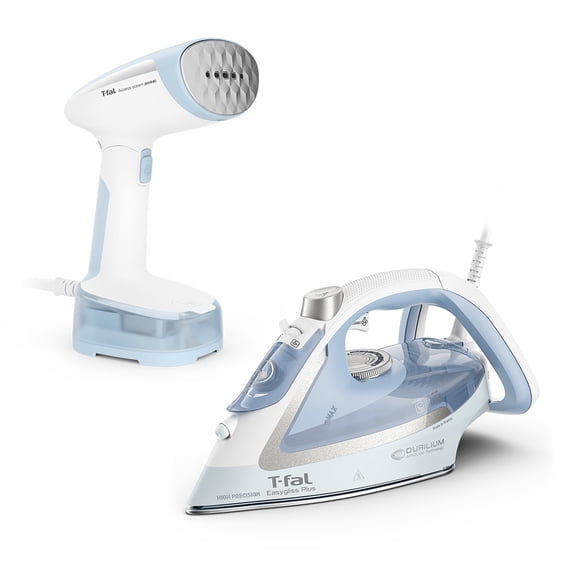 Combo Plancha y Vaporizador de Ropa T-fal Ultra Gliss Blanco y Azul Mod. DT3041FV5723