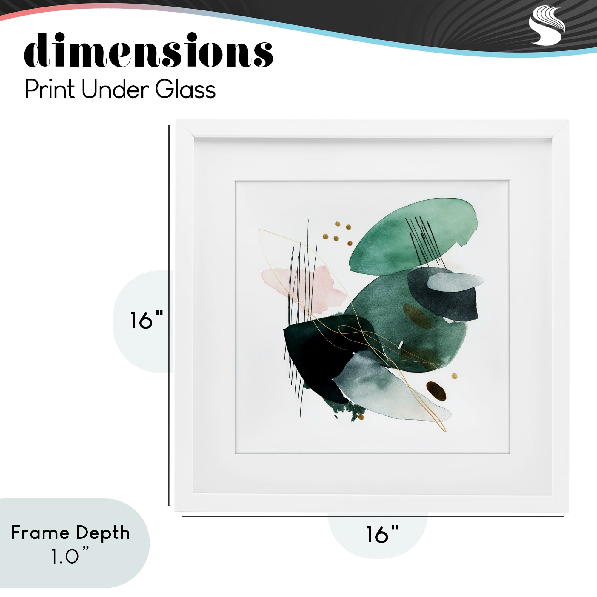 Stupell Industries Verdant Horizon Shapes White Framed Print Under Glass, design by Svetlana Aleynikova