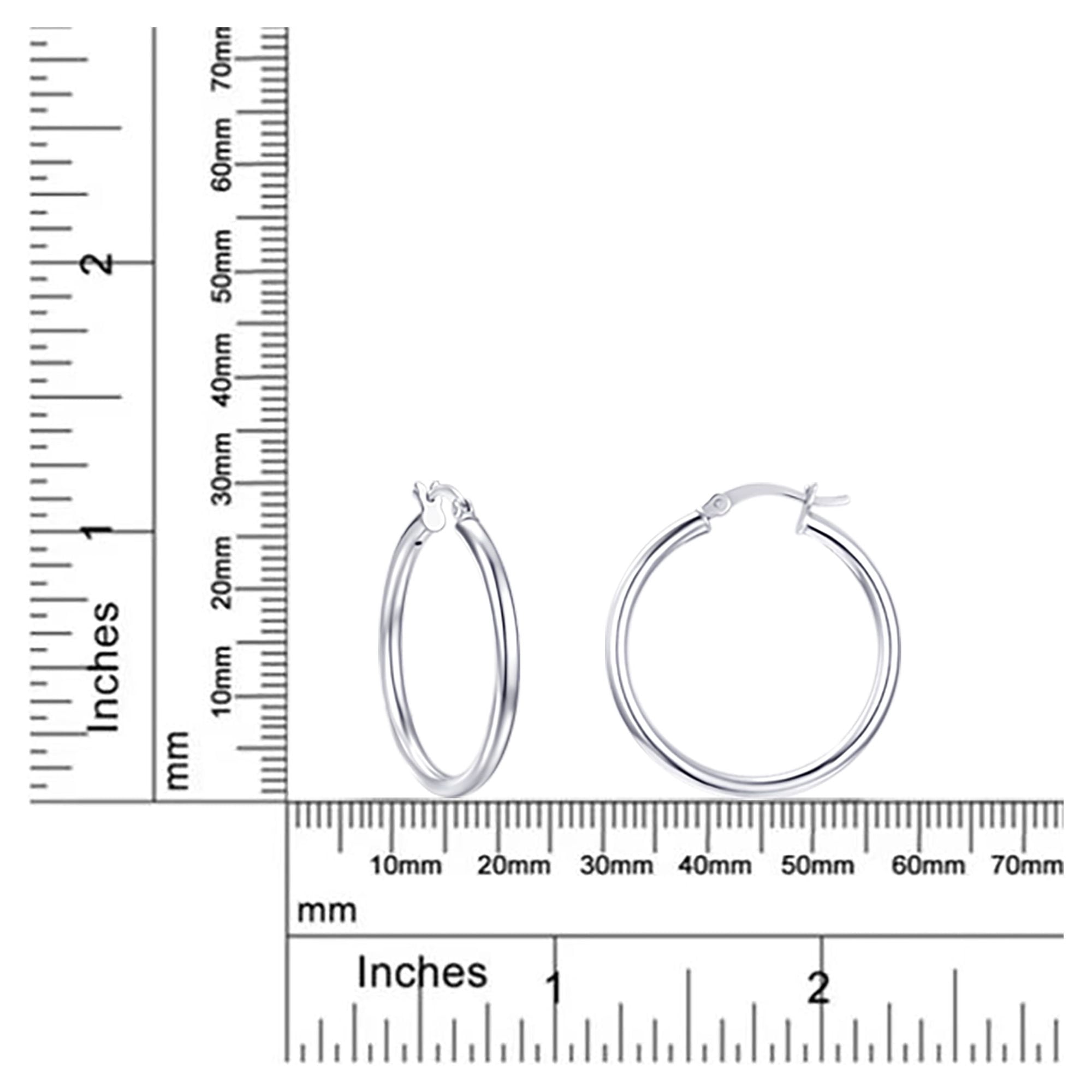 Brilliance Fine Jewelry Click Top Hoop Earrings in Sterling Silver 30mm