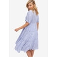 thumbnail image 2 of ellos Women's Plus Size Tiered Midi Dress With Surplice Neckline - 28, French Blue Ditsy Floral, 2 of 2
