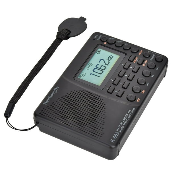 HRD-603 Radio portable AM/FM/SW/BT/TF Radio de poche USB MP3 Enregistreur  numérique Prise en charge de la carte TF Bluetooth 