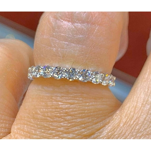 2Ct Lab Created Round Diamond Half Eternity Wedding Band Ring 14K White Gold Plated