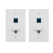 New Arrivals 2 Packs Ethernet Coax Wall Plate Outlet with 1 Cat6 Port