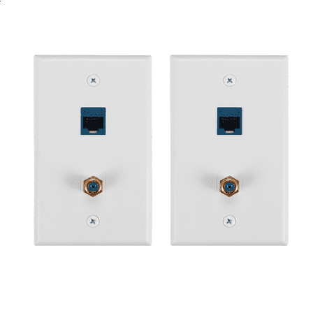 New Arrivals 2 Packs Ethernet Coax Wall Plate Outlet with 1 Cat6 Port