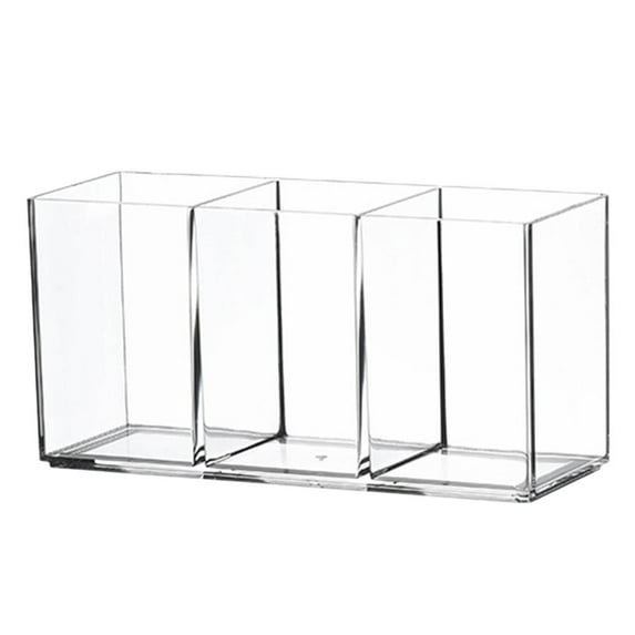 2PC Clear Acrylic Cutlery Organizer - 3-Section Utensil Storage Caddy for Kitchen Countertop, Holds Forks, Knives & Spoons (7.1 x 2.6 x 3.5 in)