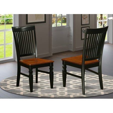 WEC-BCH-W Weston Dining Wood Seat Chair with Slatted Back in Black Finish - Set of 2