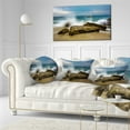thumbnail image 3 of Designart Waves Crashing Rocks at Woods Cove - Seascape Throw Pillow - 12x20, 3 of 5