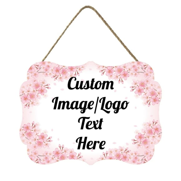 Personalized Wooden Welcome Sign Front Door Decor Personalized Home Sign Door Decorations Customized Image/Text Hanging Door Sign Farmhouse Decorations for Home Office 11.2 * 8 Inch