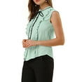 thumbnail image 5 of MODA NOVA Juniors Tie Neck Cap Sleeve Button Down Ruffle Summer Shirts, 5 of 7